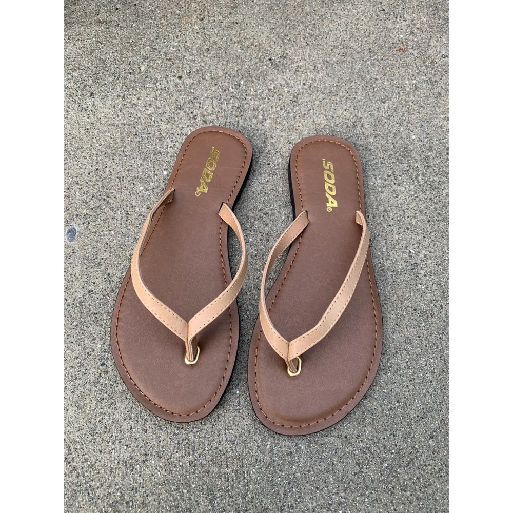Soda Nude Simple Slip On Flip Flop Sandals